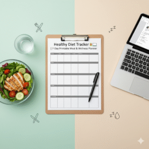 Healthy Diet Tracker: 7-Day Printable Meal & Wellness Planner for Busy Professionals 🥗💻
