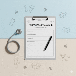 Pet Vet Visit Tracker: Printable Pet Health & Medication Log for Cats & Dogs πΎ